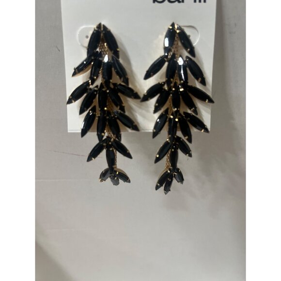 Bar III Black & Gold Leaf Drop Earrings With Stud Back - Picture 10 of 13